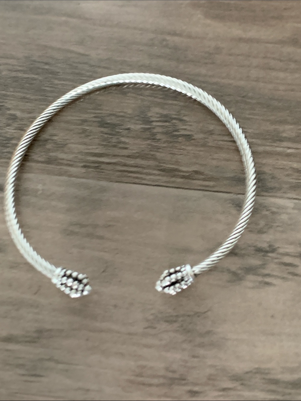 Sterling-Tone Twisted Cable Open Cuff Bracelet - Silver